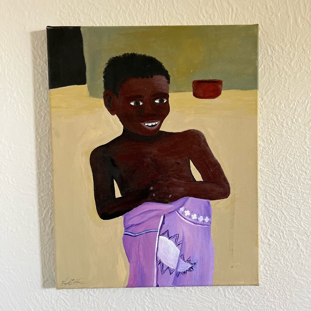 Original painting of African Boy, Africa, 16”x20”